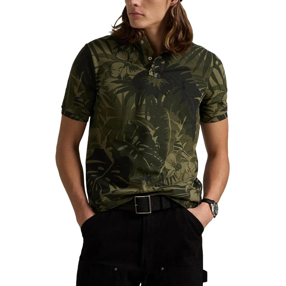 Polo Ralph Lauren Men's Small Classic Fit Palm-Camo Mesh Short Sleeve Polo Shirt